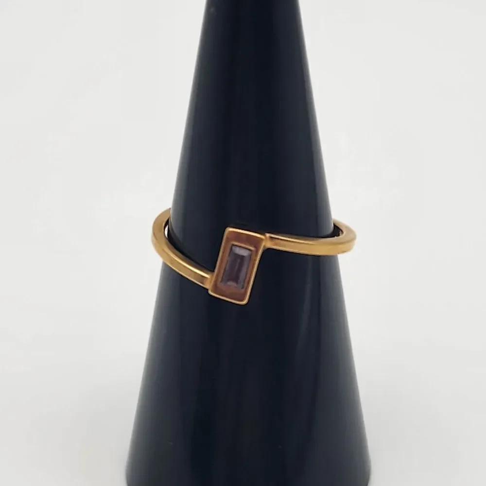 Vintage Avon Gold Tone & Purple Rhinestone Ring (7)